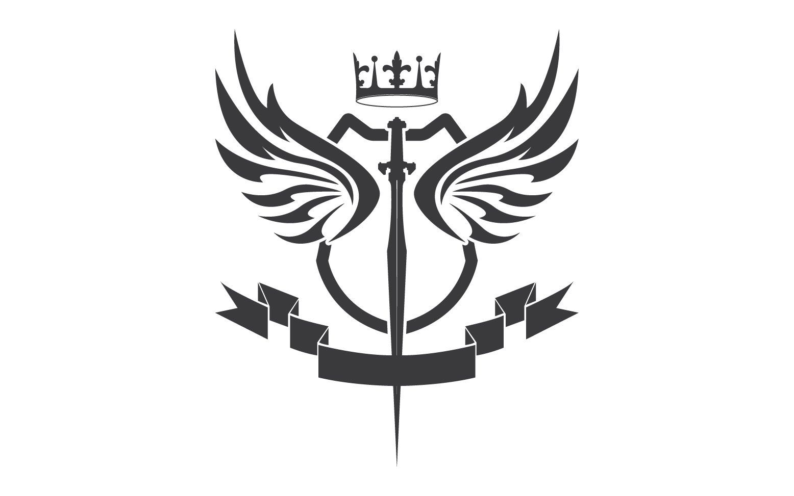 Wing sword and crown king lord logo icon v62