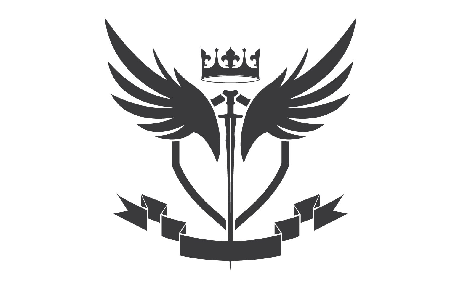 Wing sword and crown king lord logo icon v60