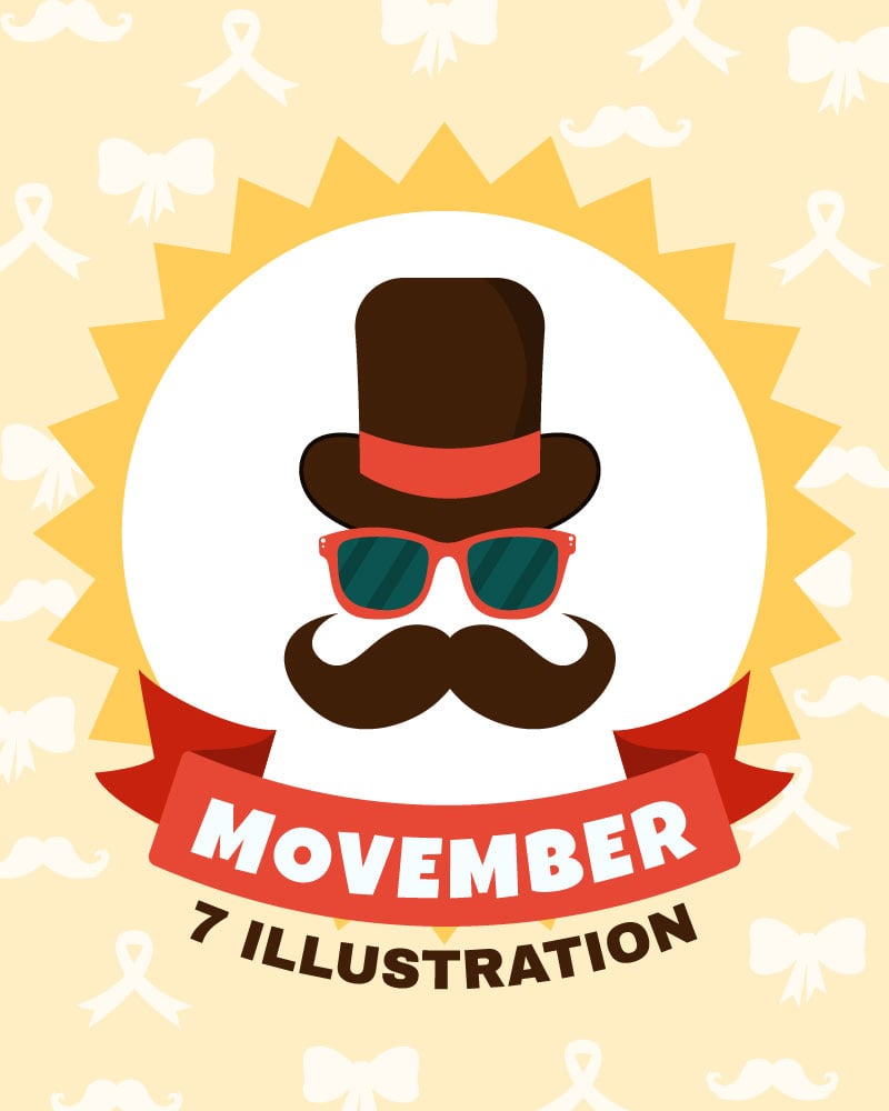 7 Movember Time Vector Illustration