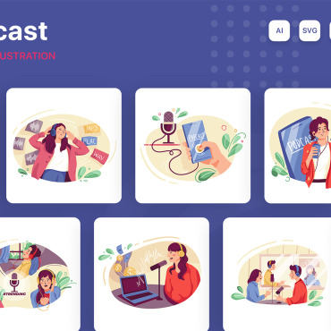 Youtuber Broadcasting Illustrations Templates 355516