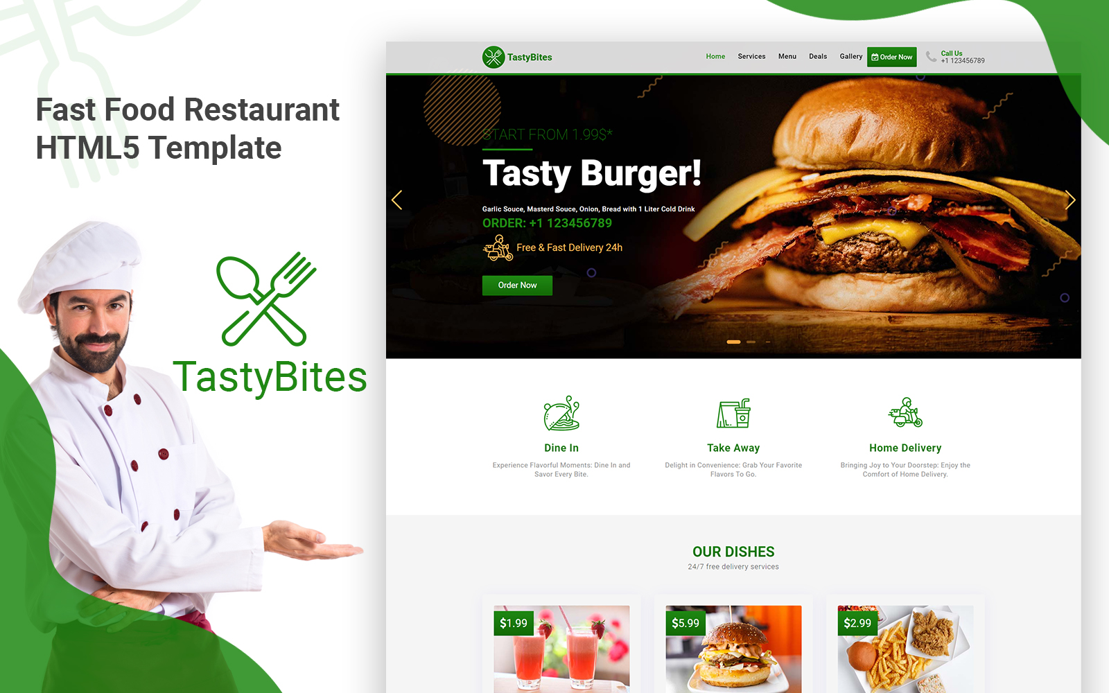 TastyBites - Fast Food Restaurant Landing Page Template