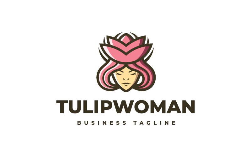 Beauty Tulip Woman Logo Template
