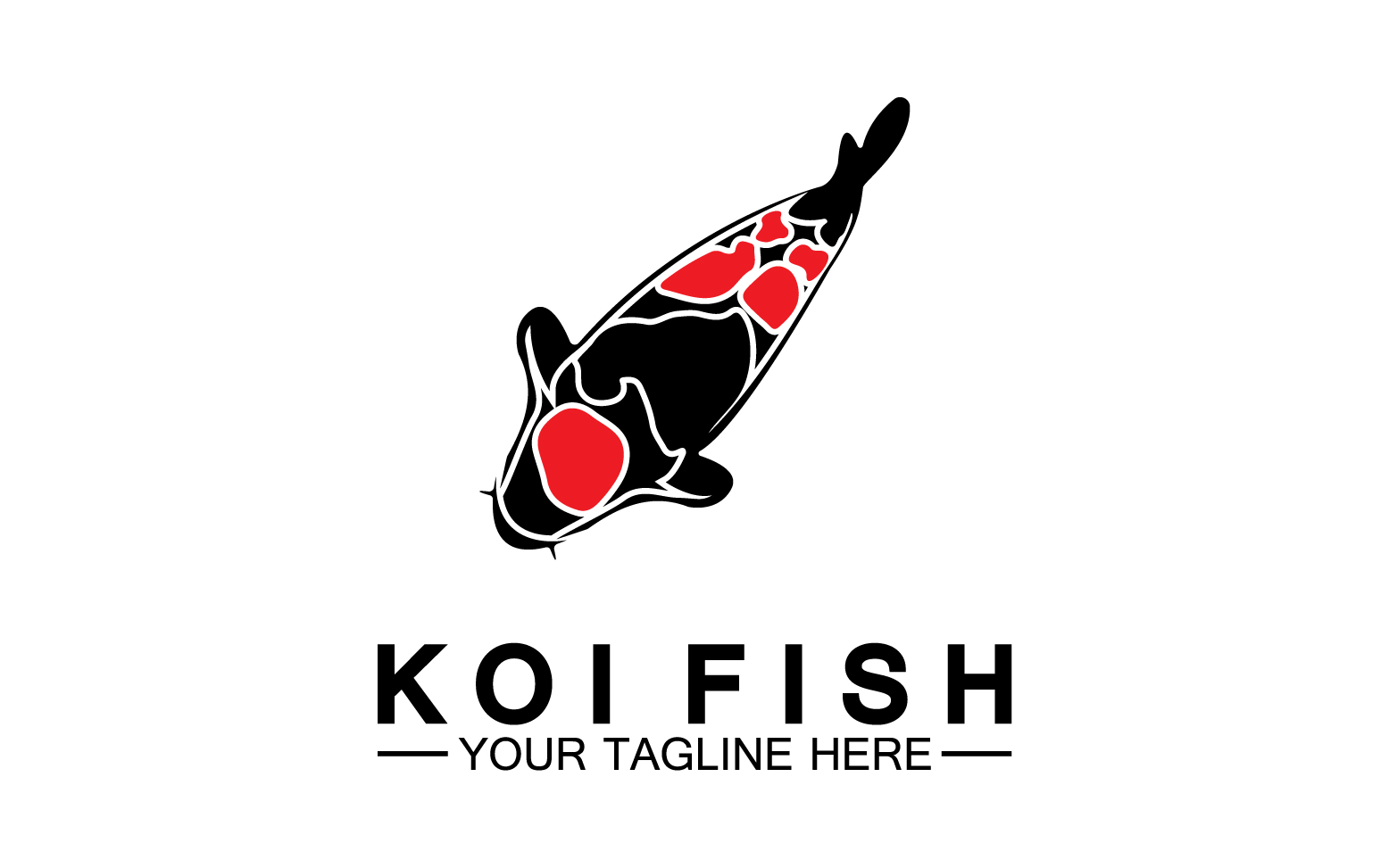 Fish koi black and red icon logo vector v1