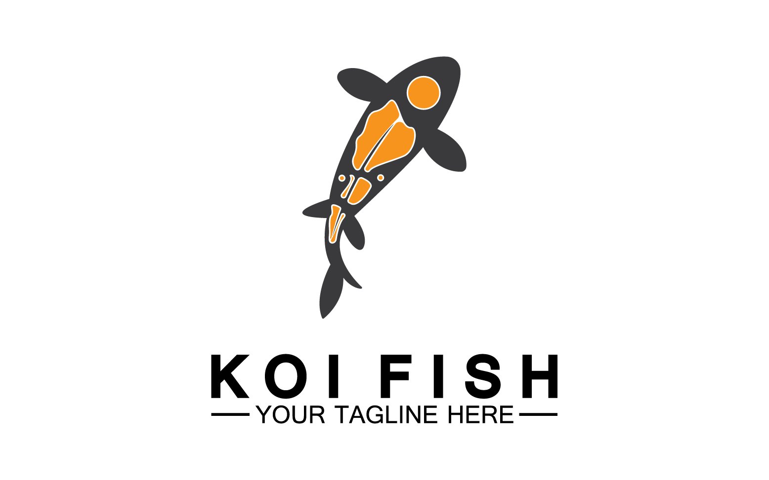 Fish koi black and red icon logo vector v22