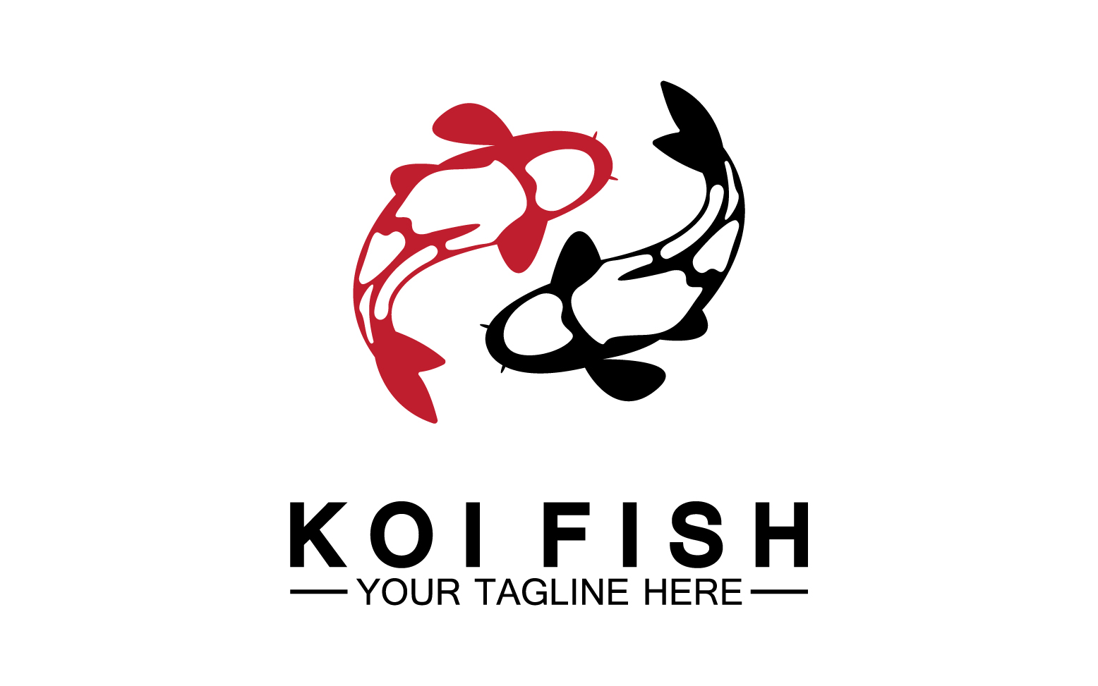 Fish koi black and red icon logo vector v23