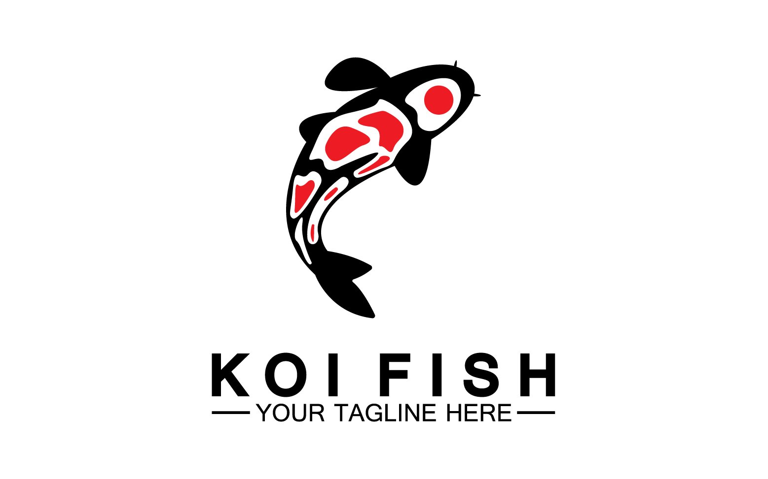 Fish koi black and red icon logo vector v24