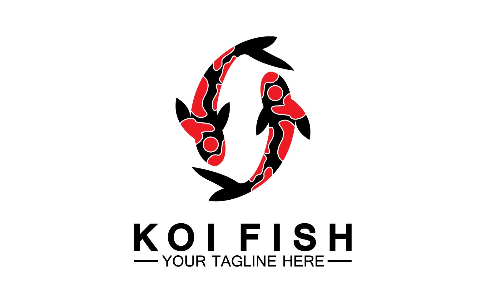 Fish koi black and red icon logo vector v20