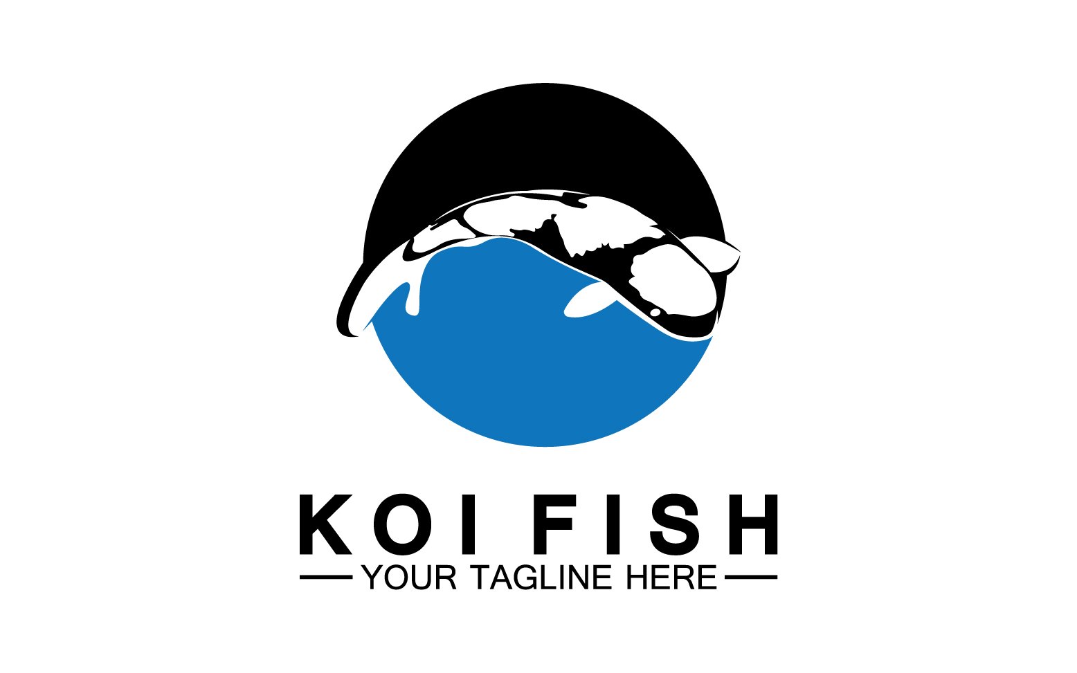 Fish koi black and red icon logo vector v25