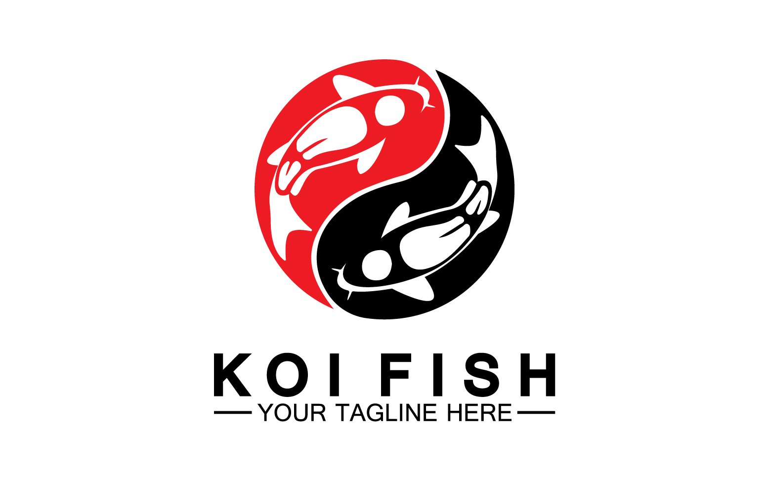 Fish koi black and red icon logo vector v31