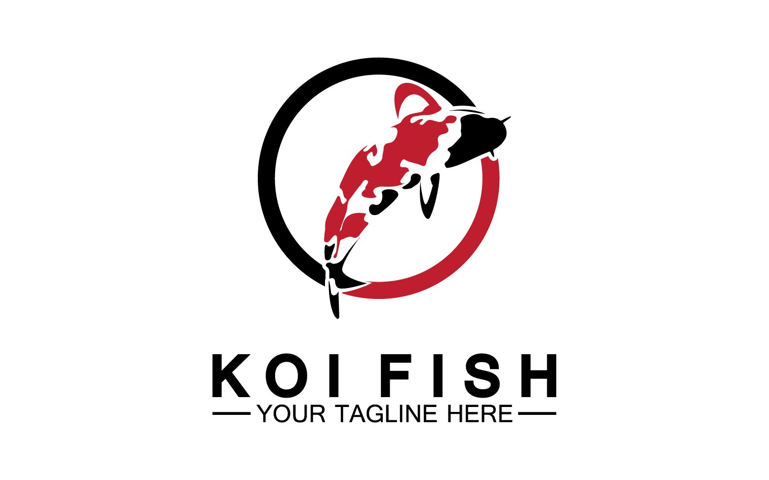 Fish koi black and red icon logo vector v21