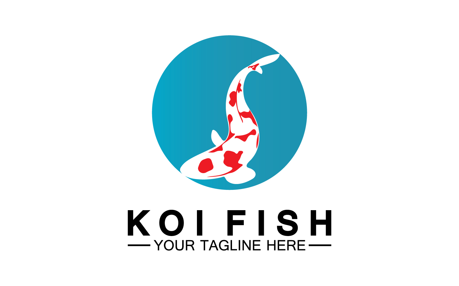 Fish koi black and red icon logo vector v27