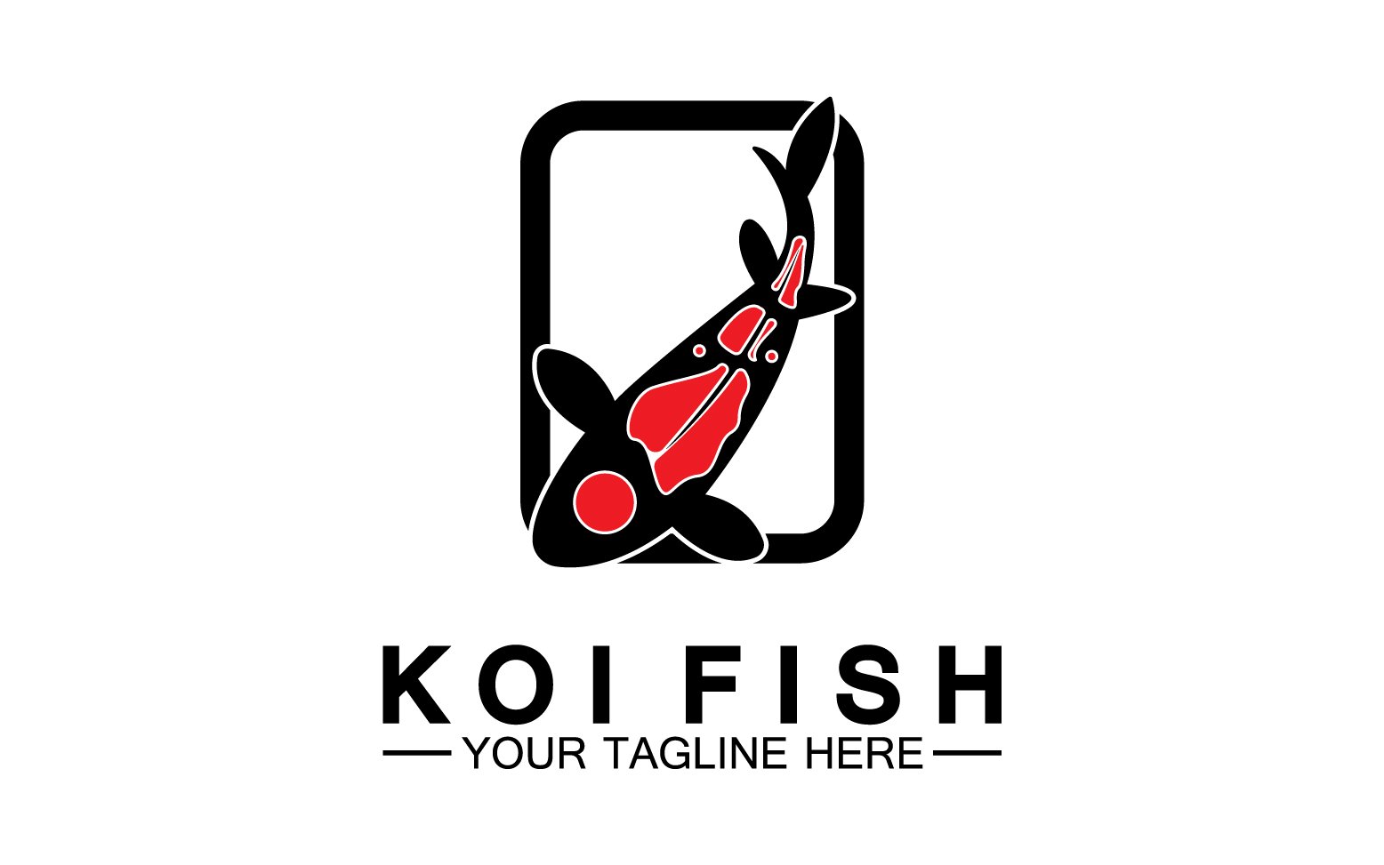 Fish koi black and red icon logo vector v33