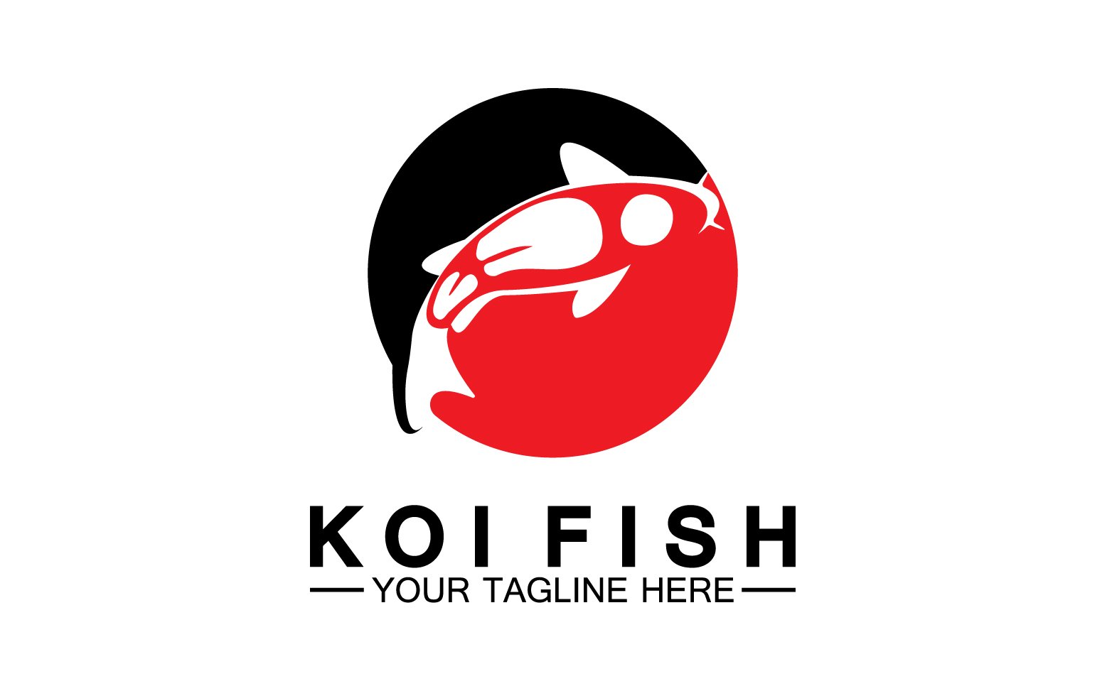 Fish koi black and red icon logo vector v32