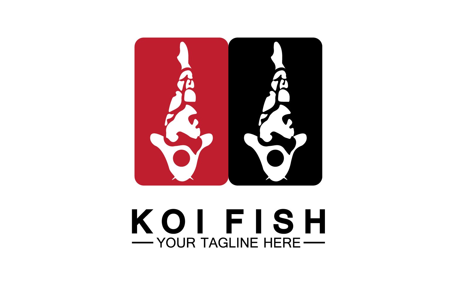 Fish koi black and red icon logo vector v37