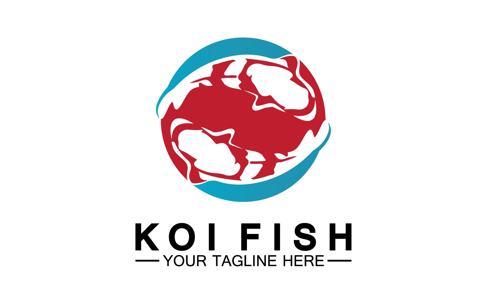 Fish koi black and red icon logo vector v30