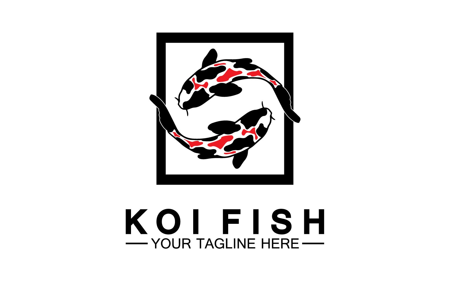Fish koi black and red icon logo vector v38