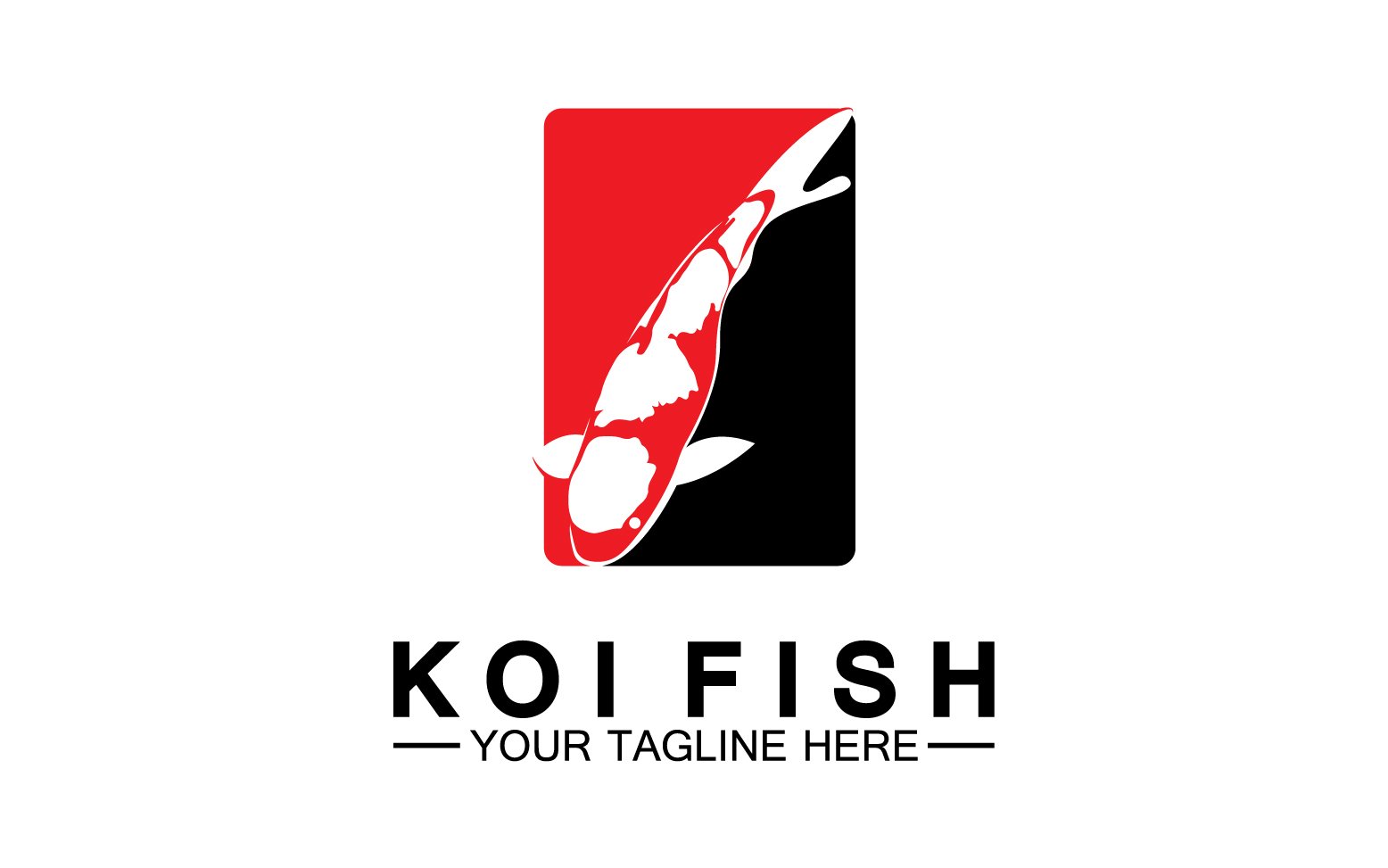 Fish koi black and red icon logo vector v36