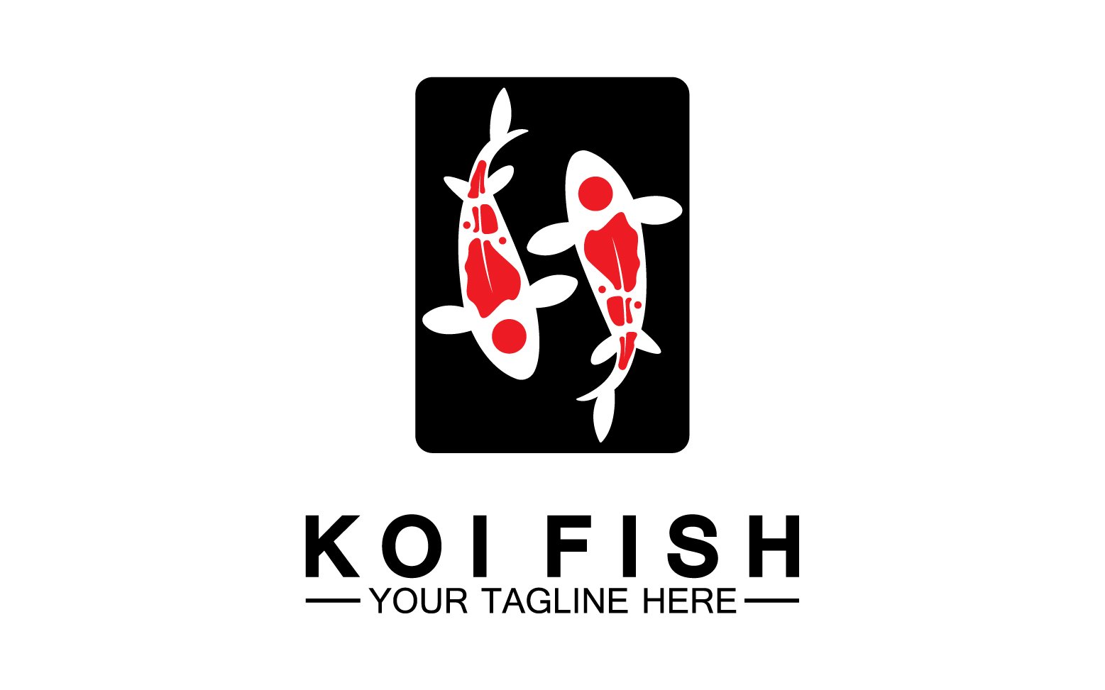 Fish koi black and red icon logo vector v34
