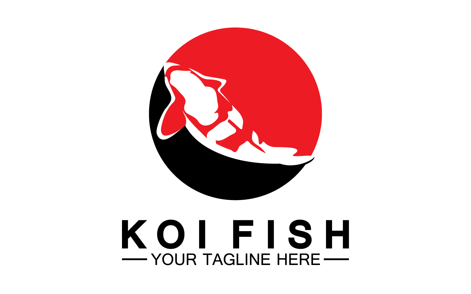 Fish koi black and red icon logo vector v44