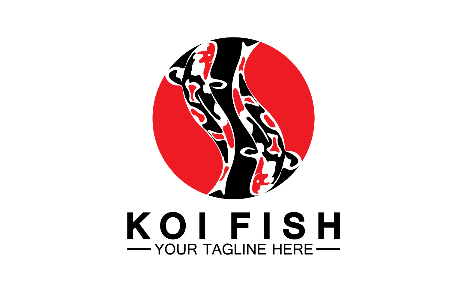 Fish koi black and red icon logo vector v51