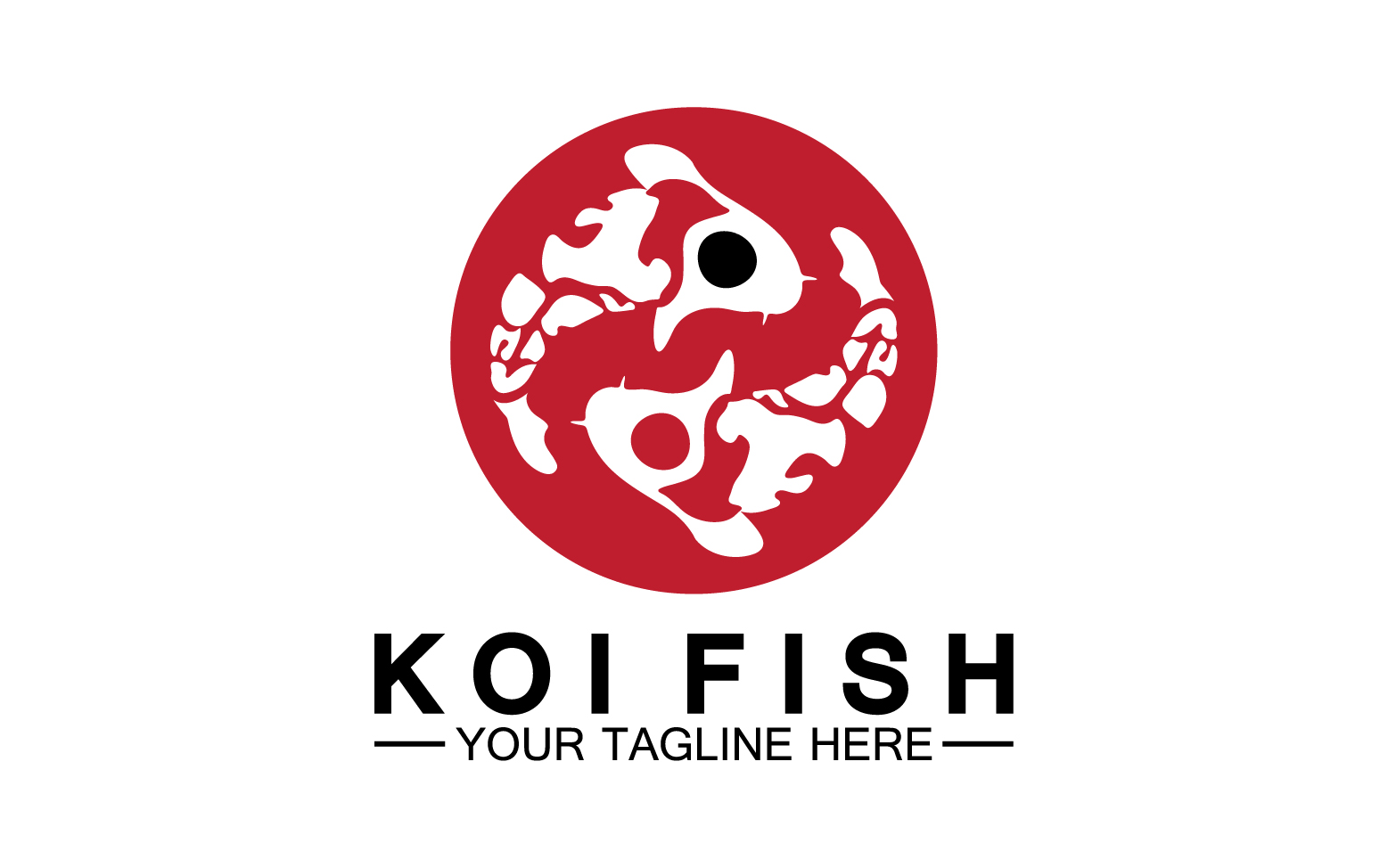 Fish koi black and red icon logo vector v50