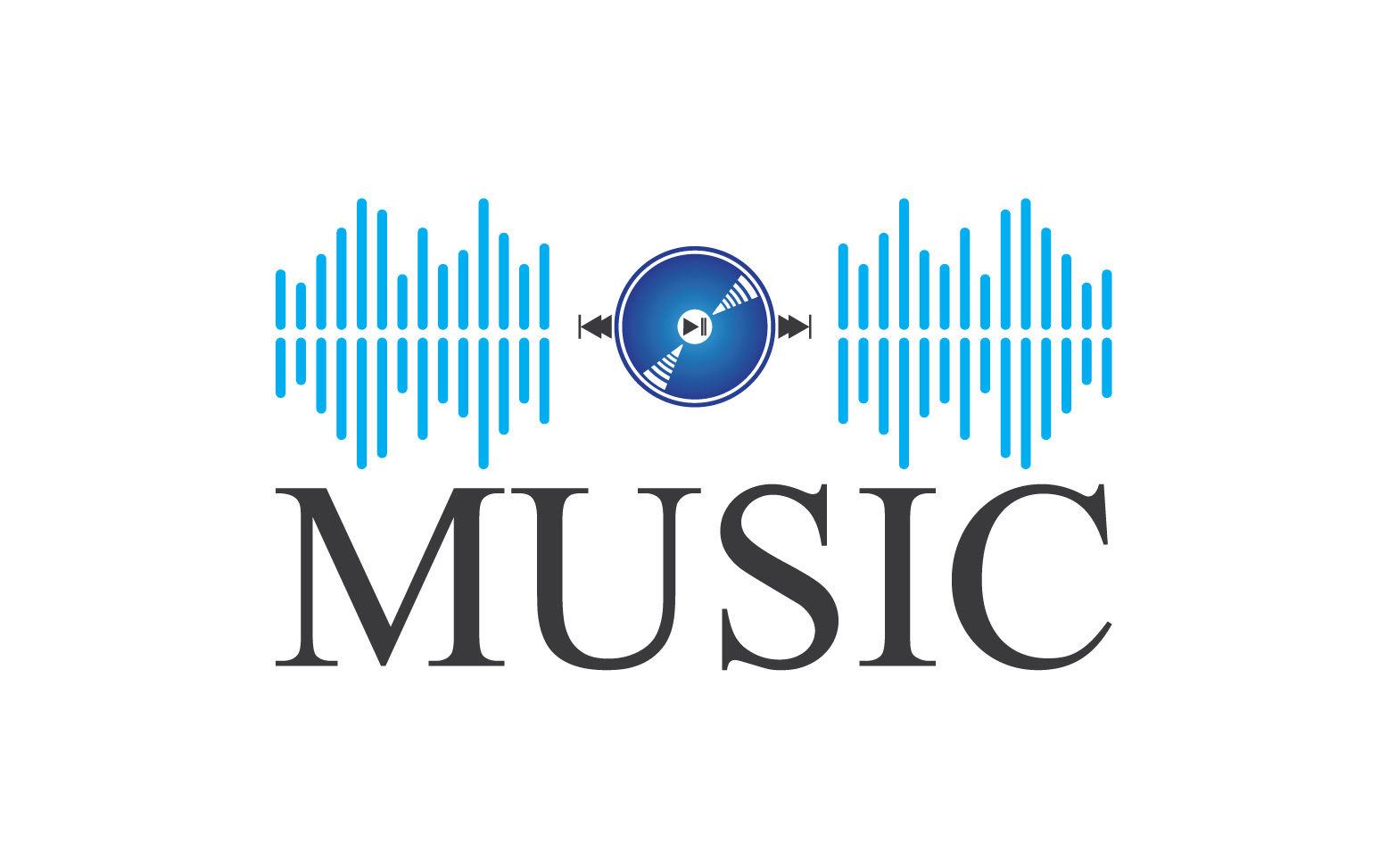 Music note play icon logo v14