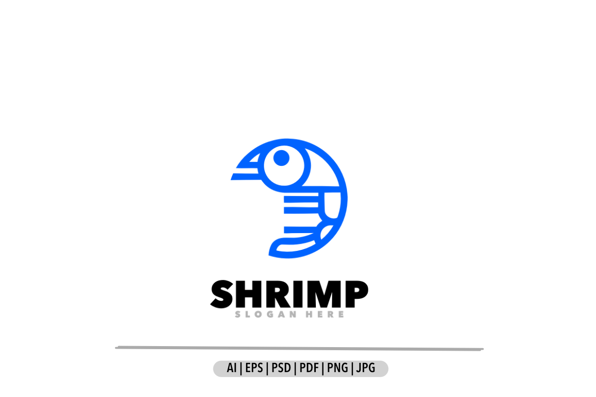Shrimp line logo design template