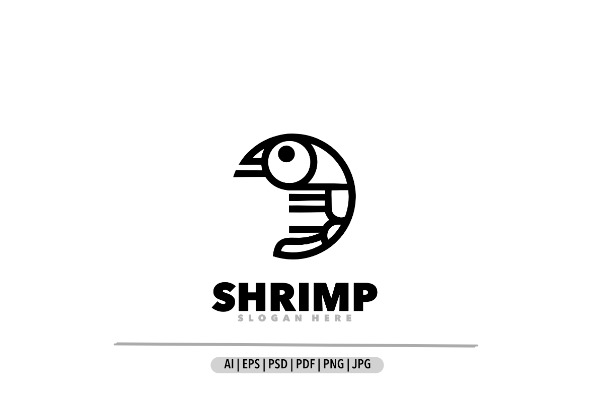 Shrimp line art design logo