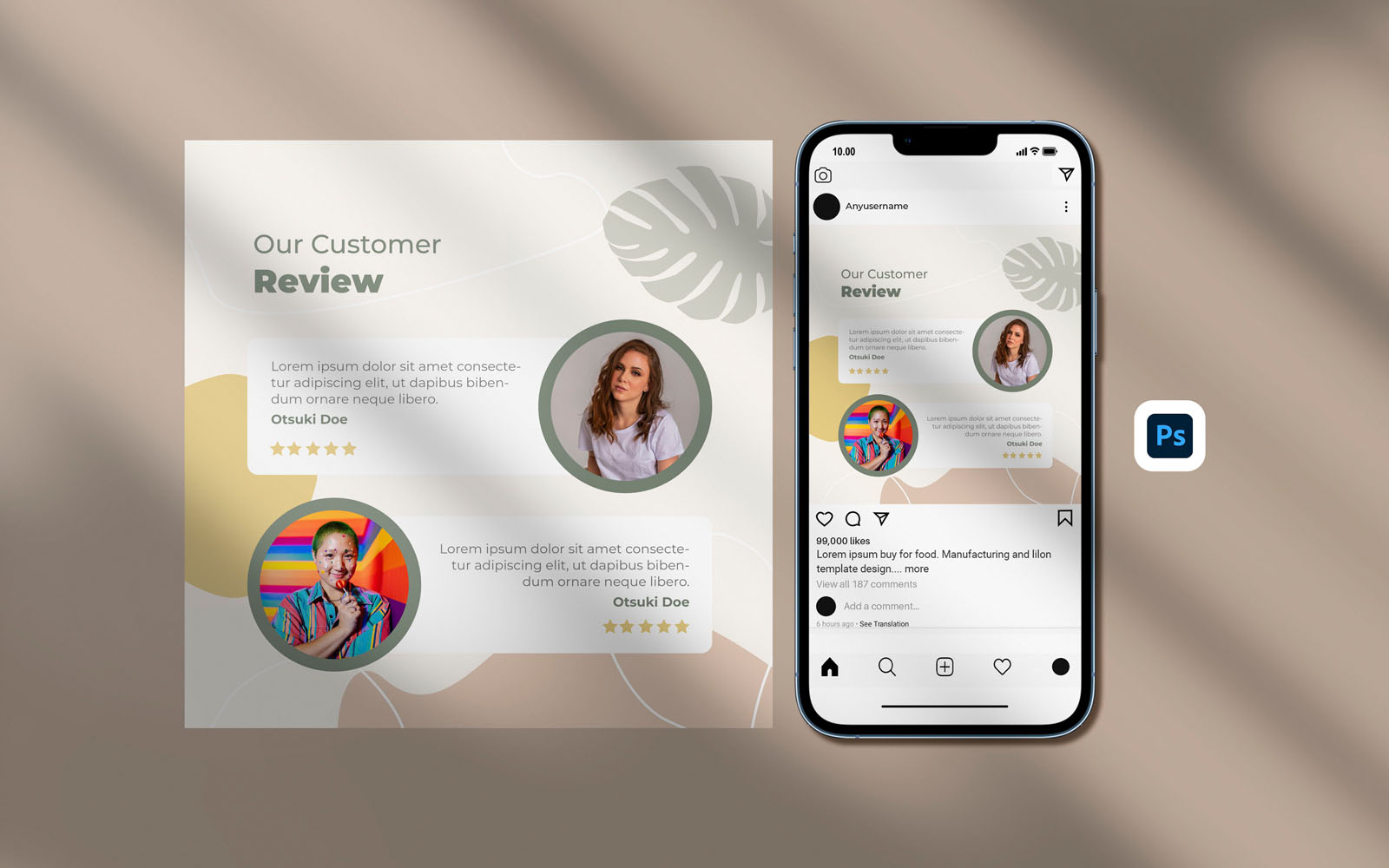 Review Testimonial Instagram Template - Skincare products instagram posts