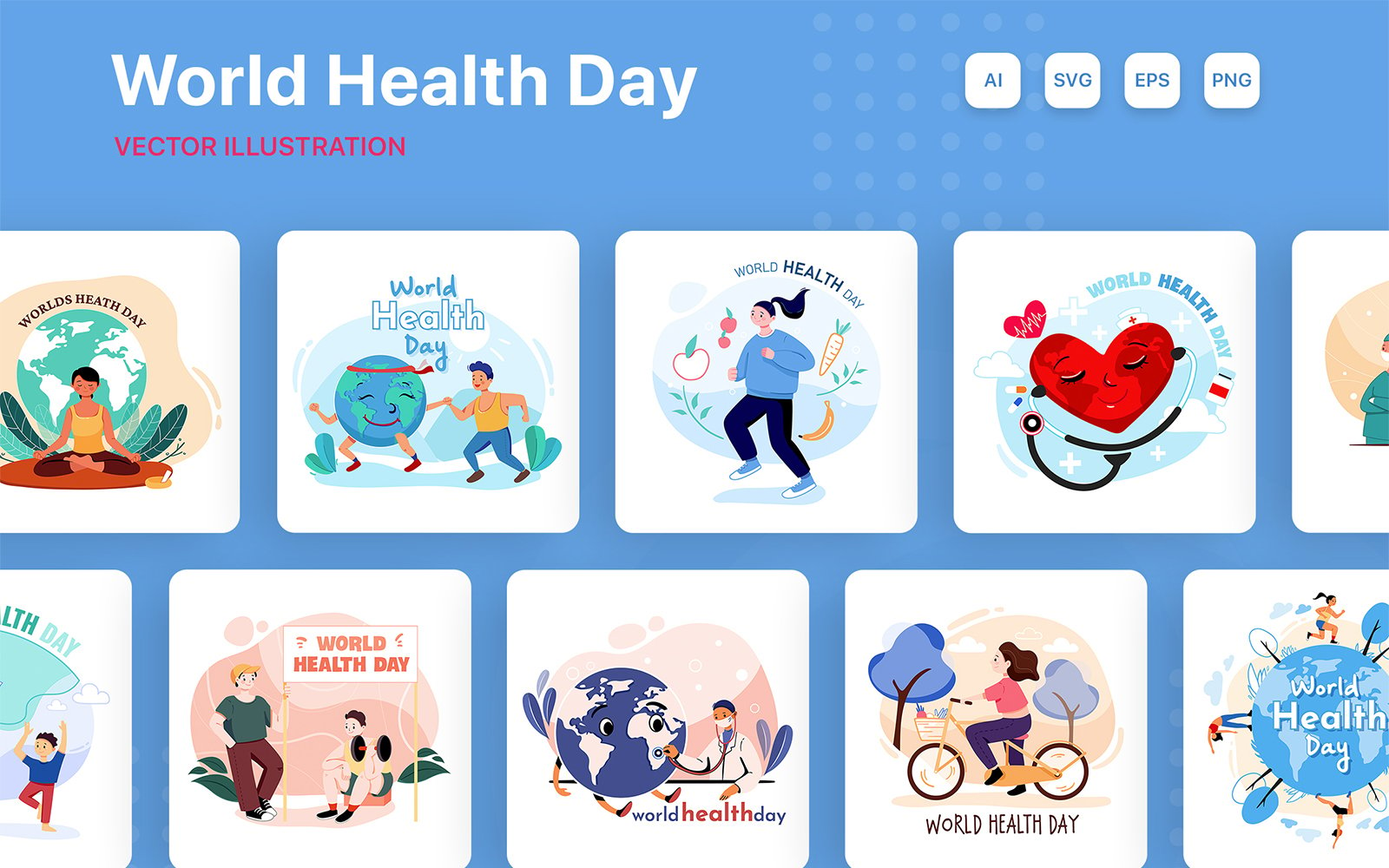 M265_ World Health Day Illustration Pack