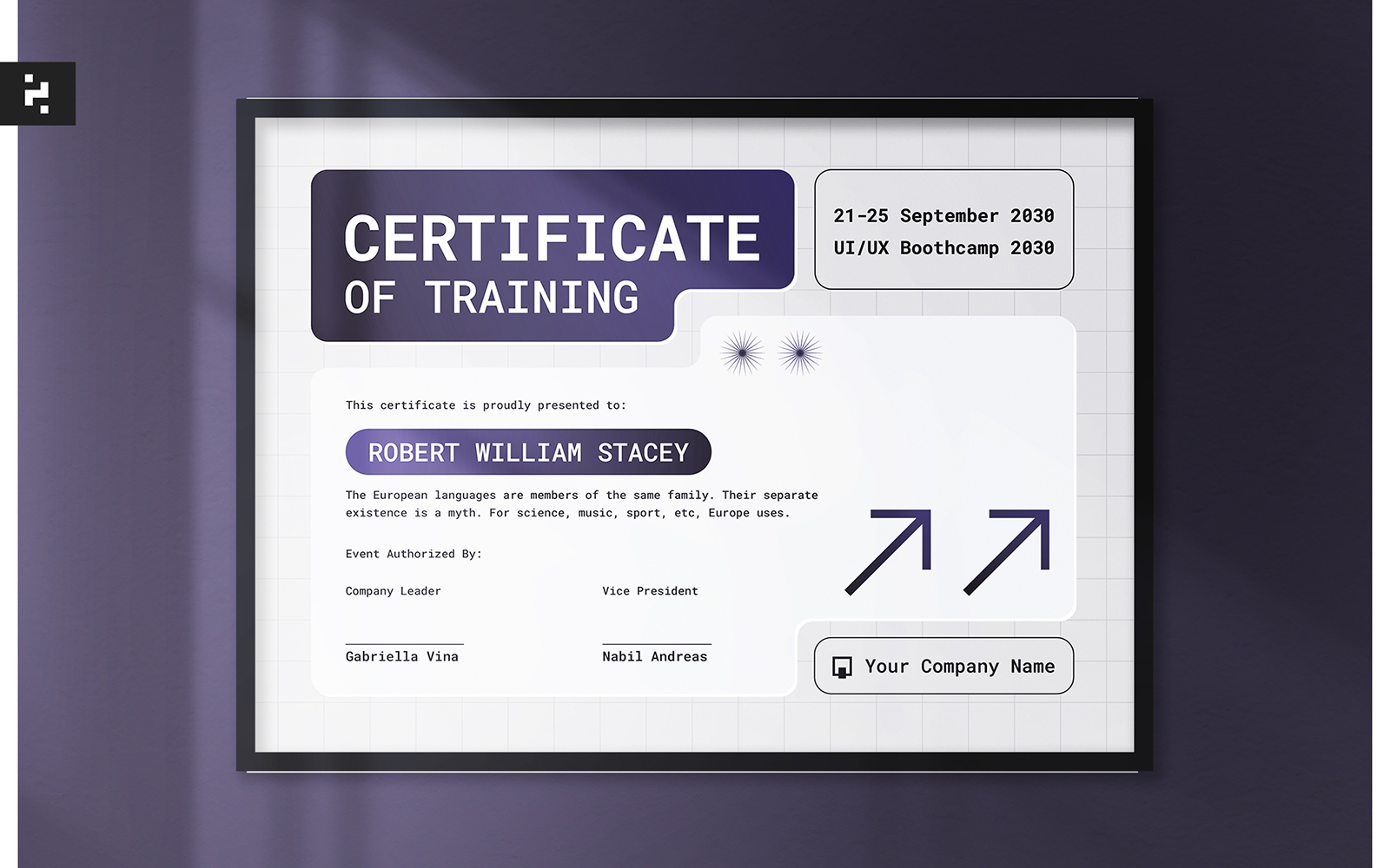 Modern Training Program Certificate