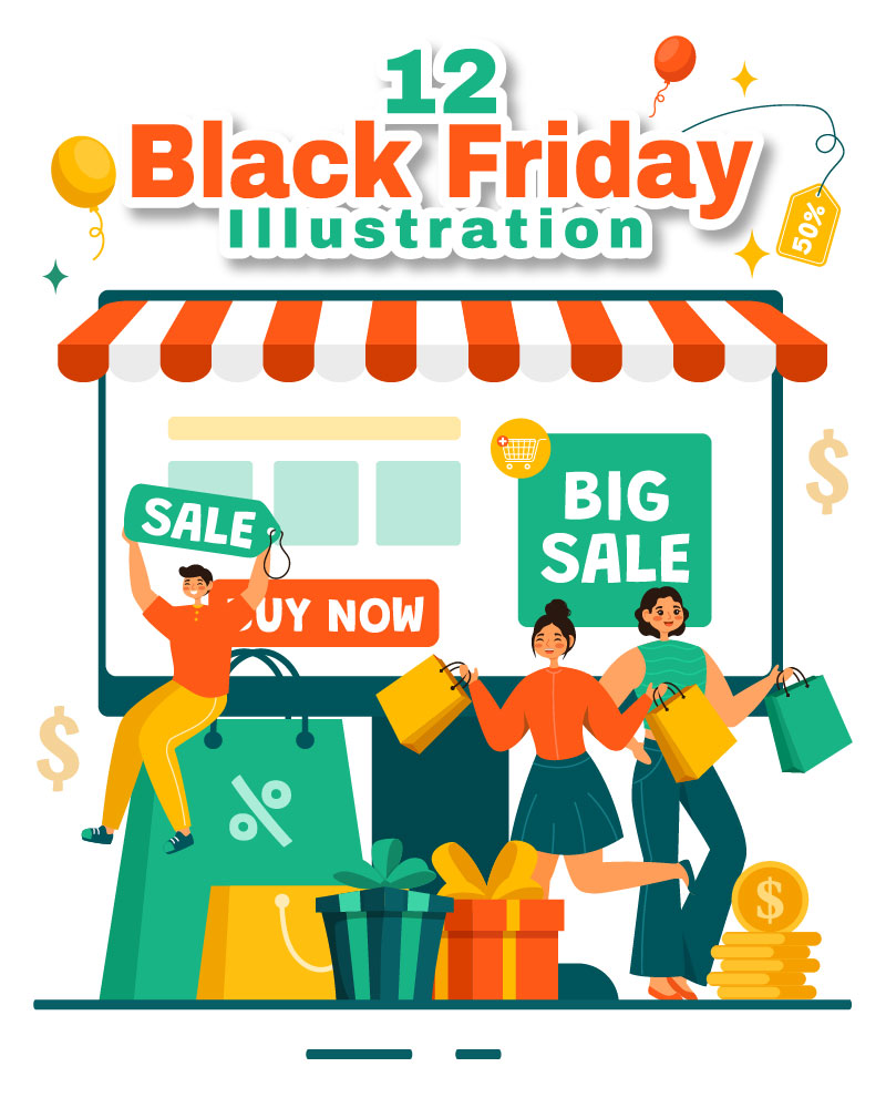 12 Black Friday Sale Event Illustration