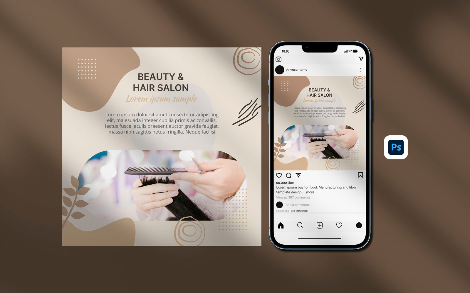 Instagram posts template - fashionable hairdresser salon instagram post template