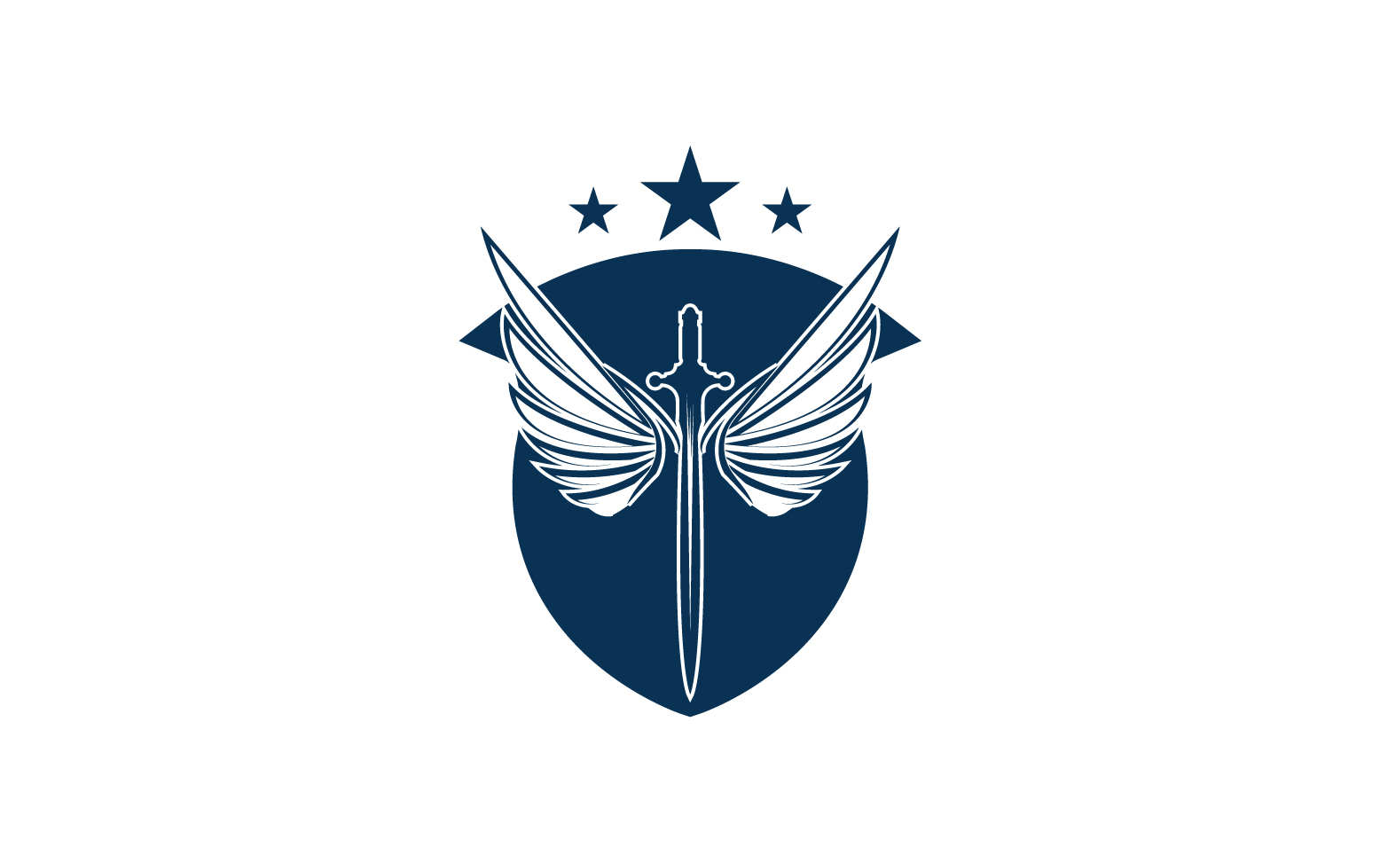 Sword and shield and wing icon logo v41