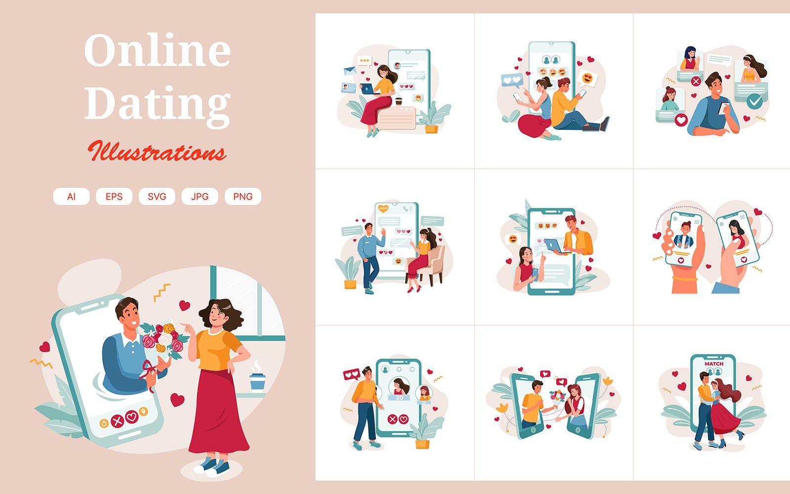 M435_ Online Dating Illustration Pack