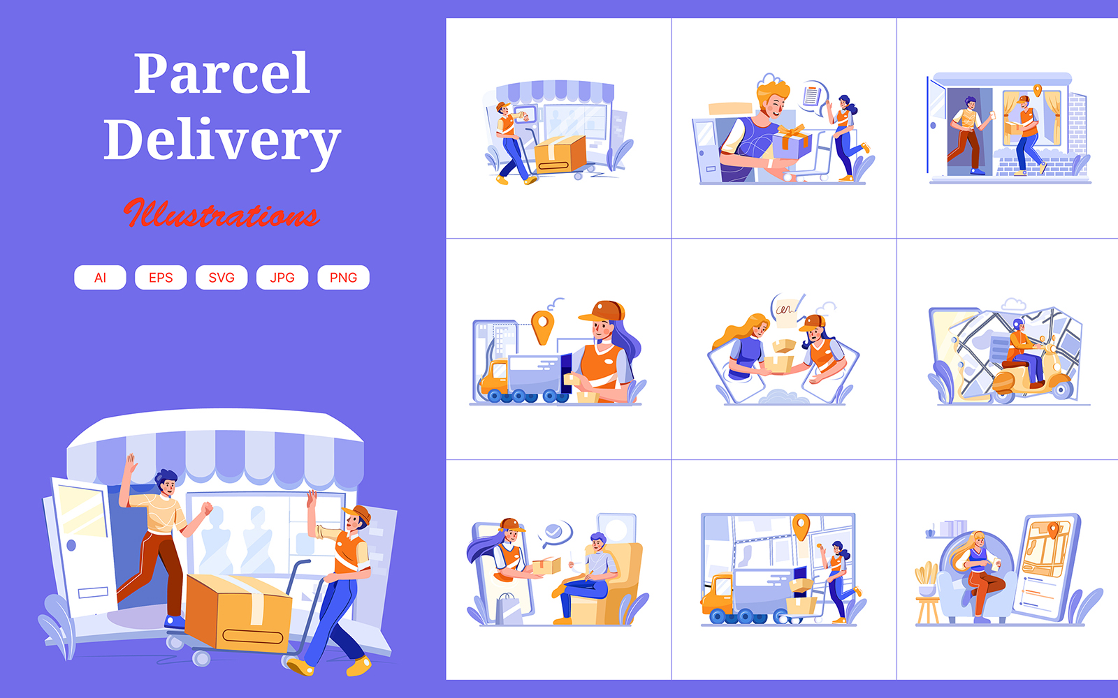 M444_ Parcel Delivery Service Illustration Pack