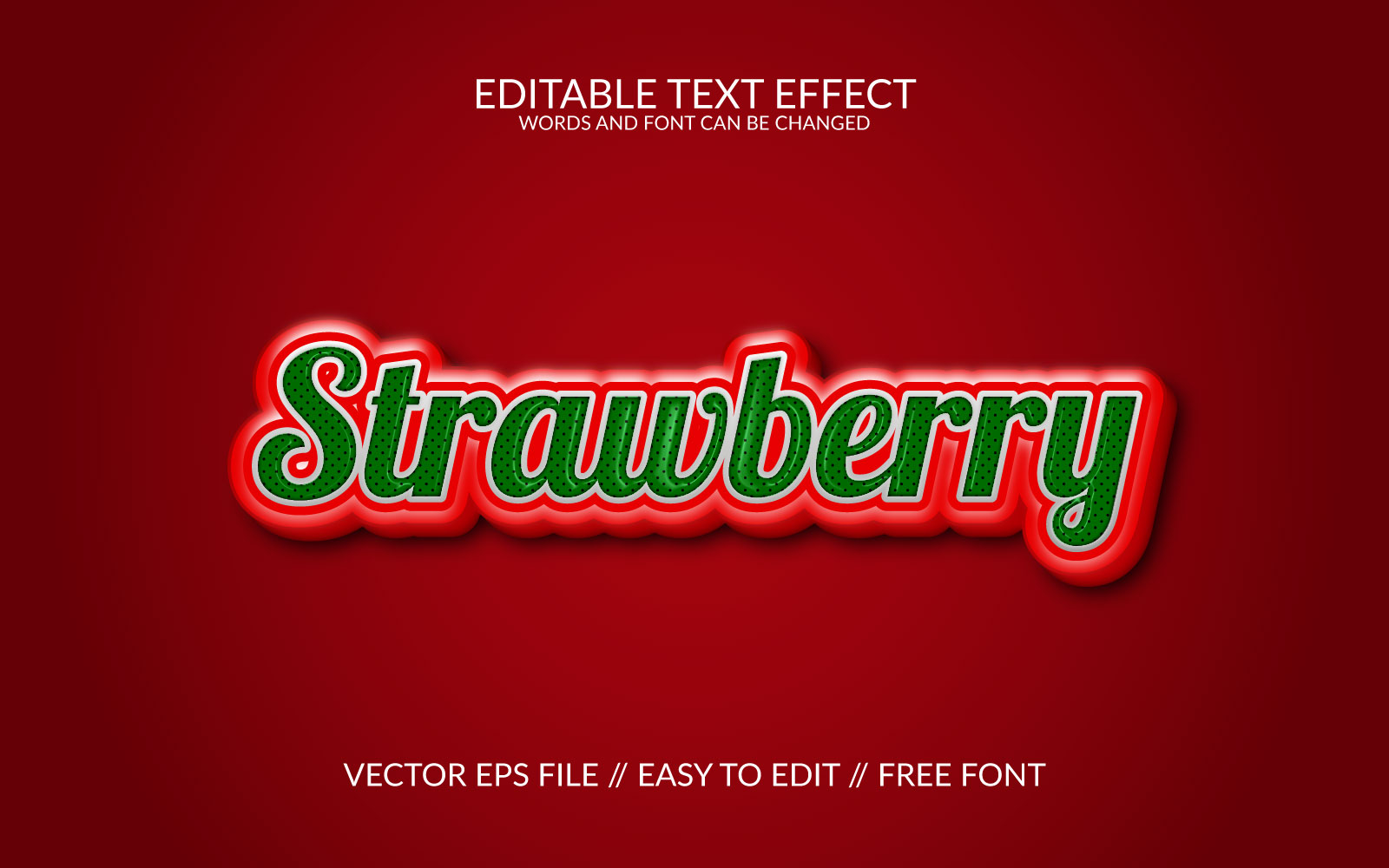 Strawberry  3D Editable Vector Eps Text Effect Template