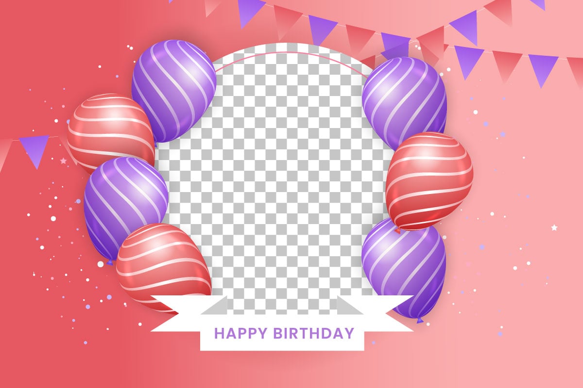 Birthday greeting text vector design. Happy birthday typography in with air balloon