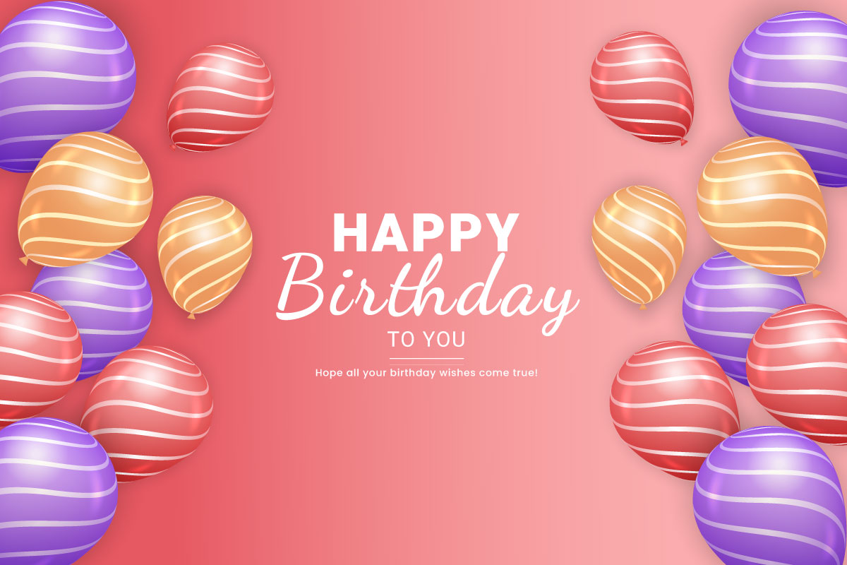 Birthday greeting text vector design. Happy birthday typography in with  balloon element idea