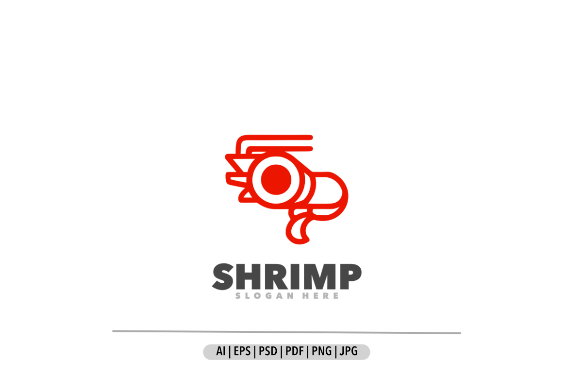 Shrimp red line logo template