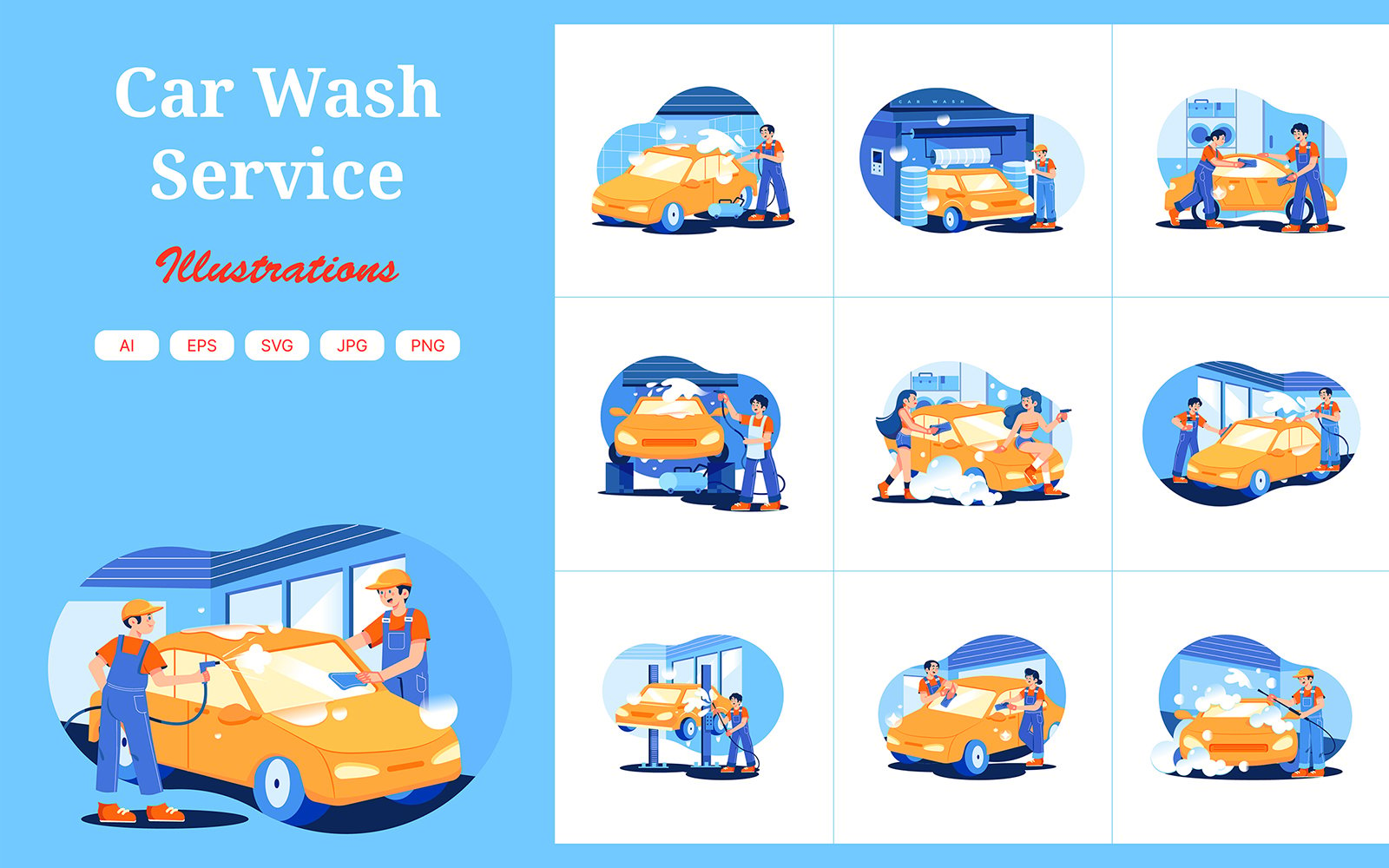 M488_ Car Wash Service Illustration Pack