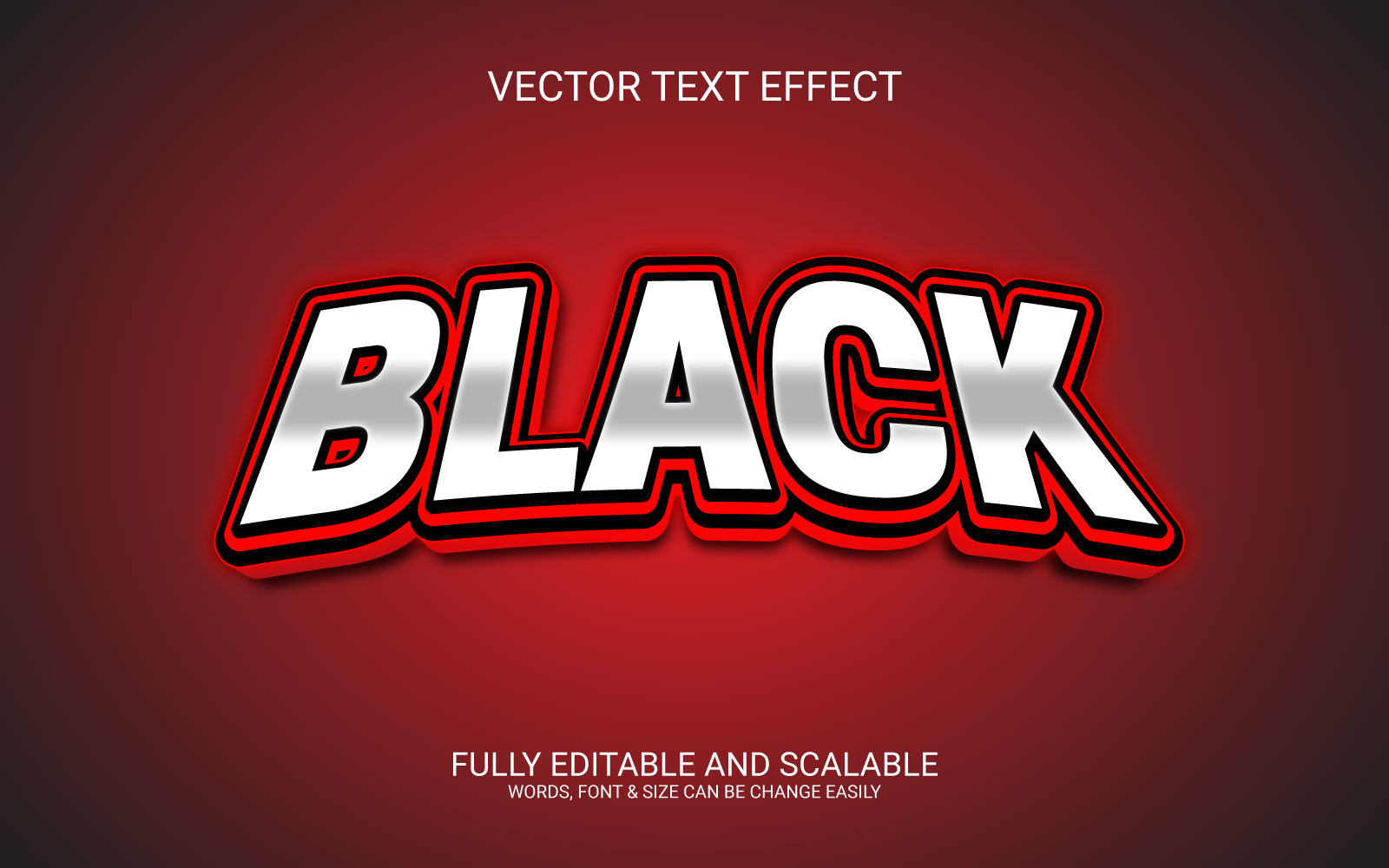 Black  Editable Vector Eps Text Effect Design