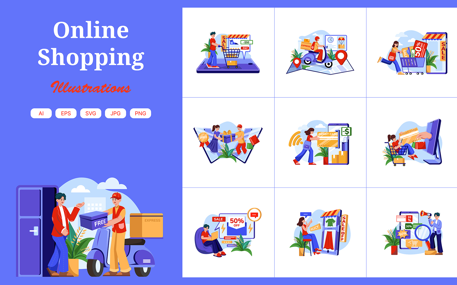 M535_ Shopping Online Illustration Pack