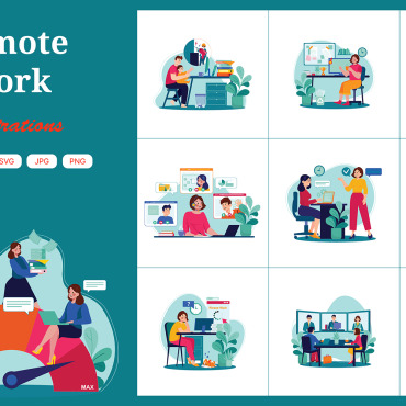 Remote Work Illustrations Templates 358000