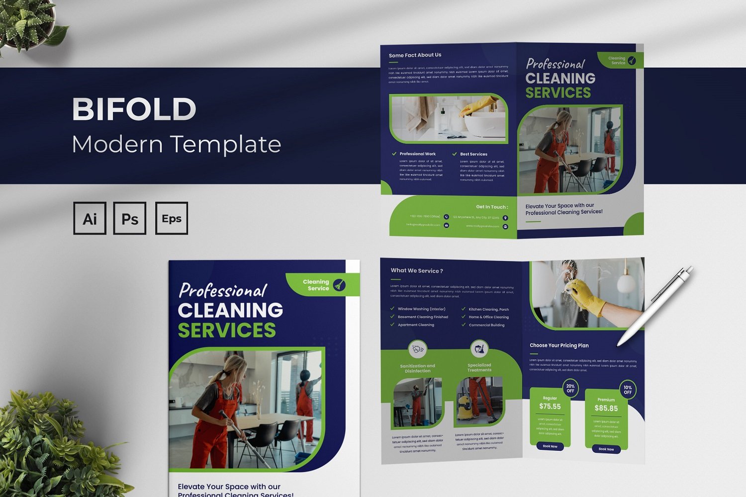 Cleaning Services Bifold Brochure Template