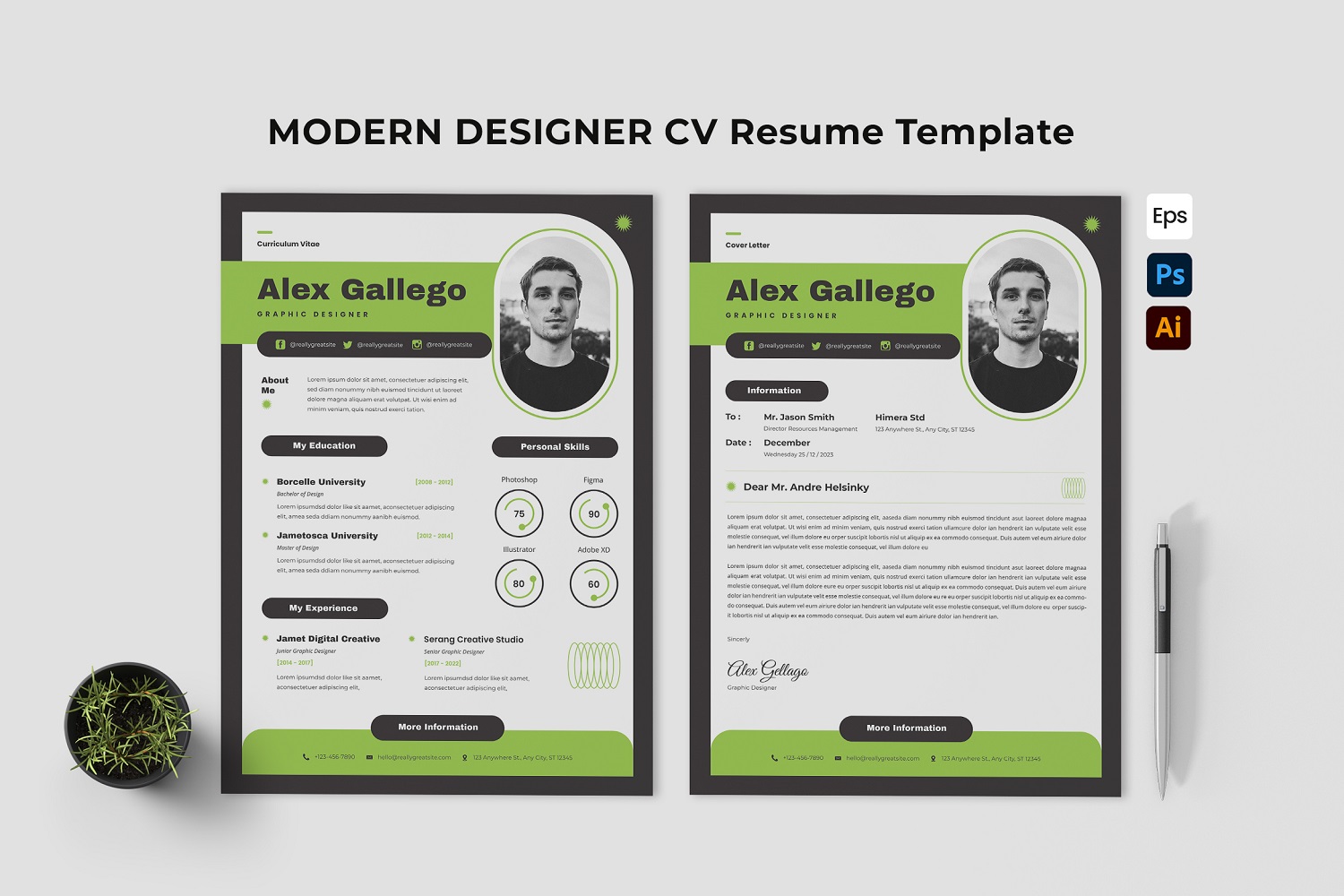 Modern Green CV Resume Template