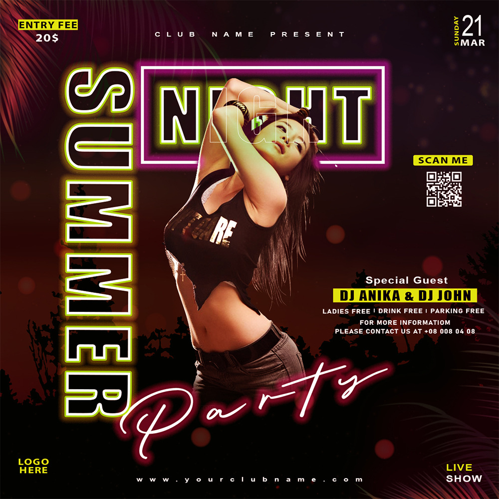 Summer Night Party Flyer Design