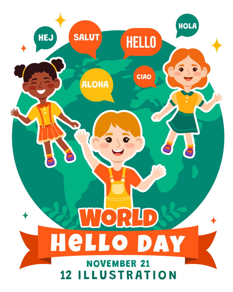 12 World Hello Day Illustration