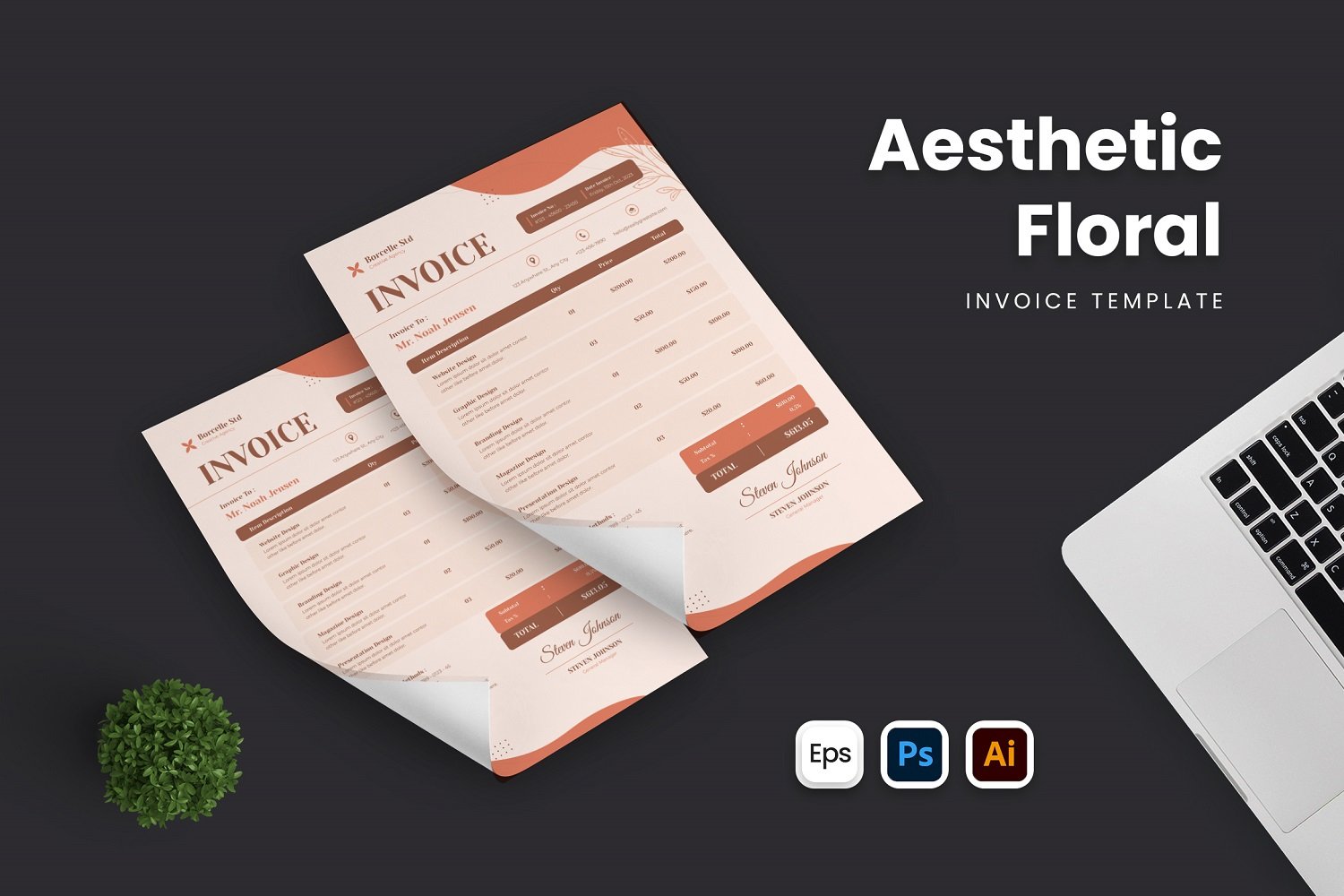 Aesthetic Floral Invoice Template