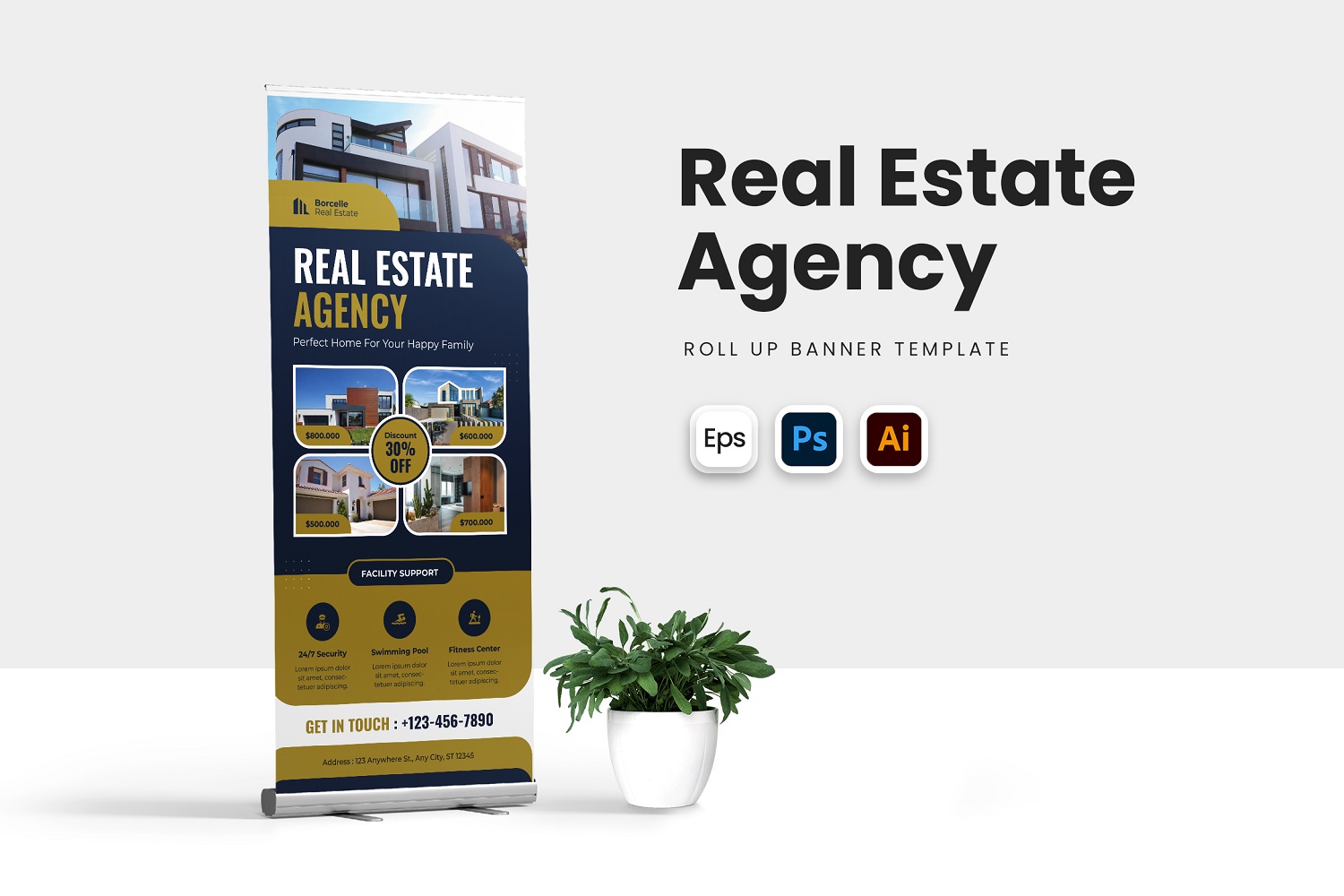 Real Estate Agency Roll Up Banner Template